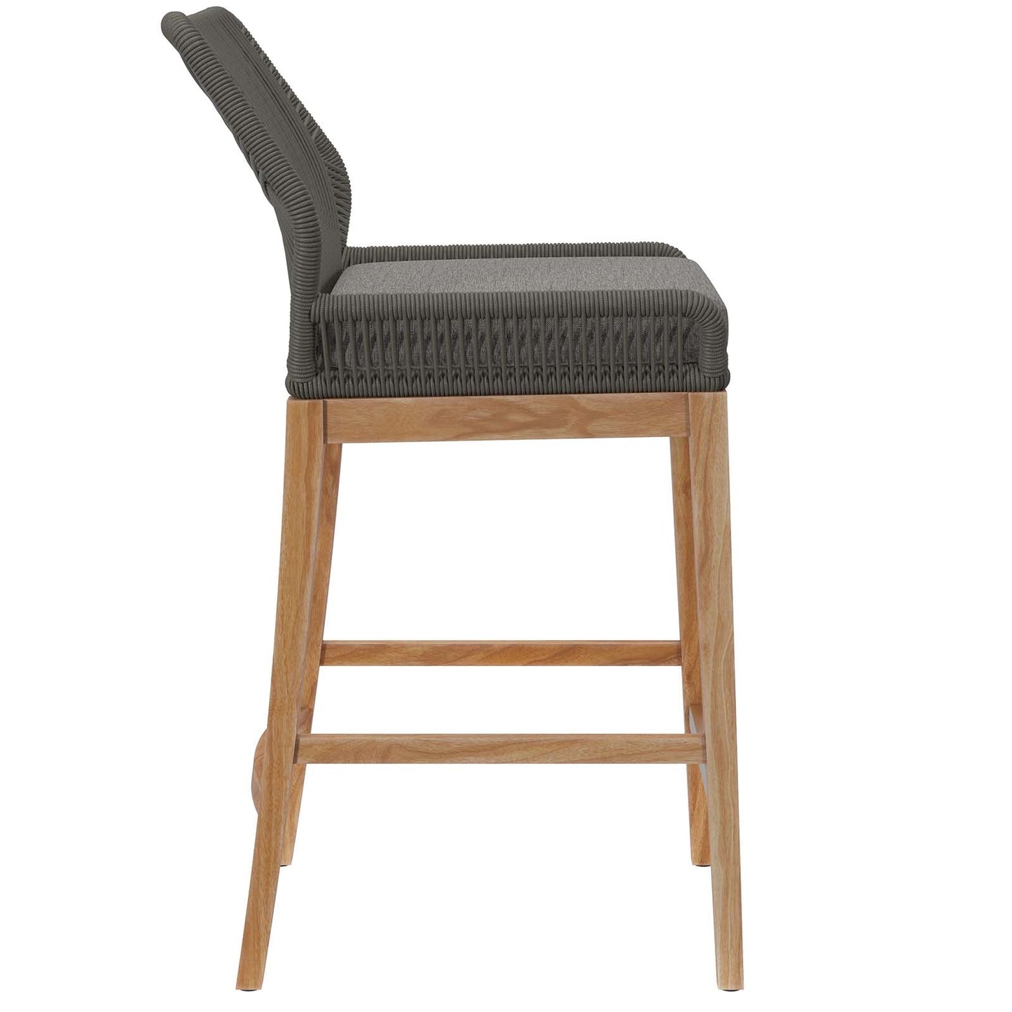 Wellspring Outdoor Patio Outdoor Patio Teak Wood Bar Stool Gray Graphite EEI-5746-GRY-GPH