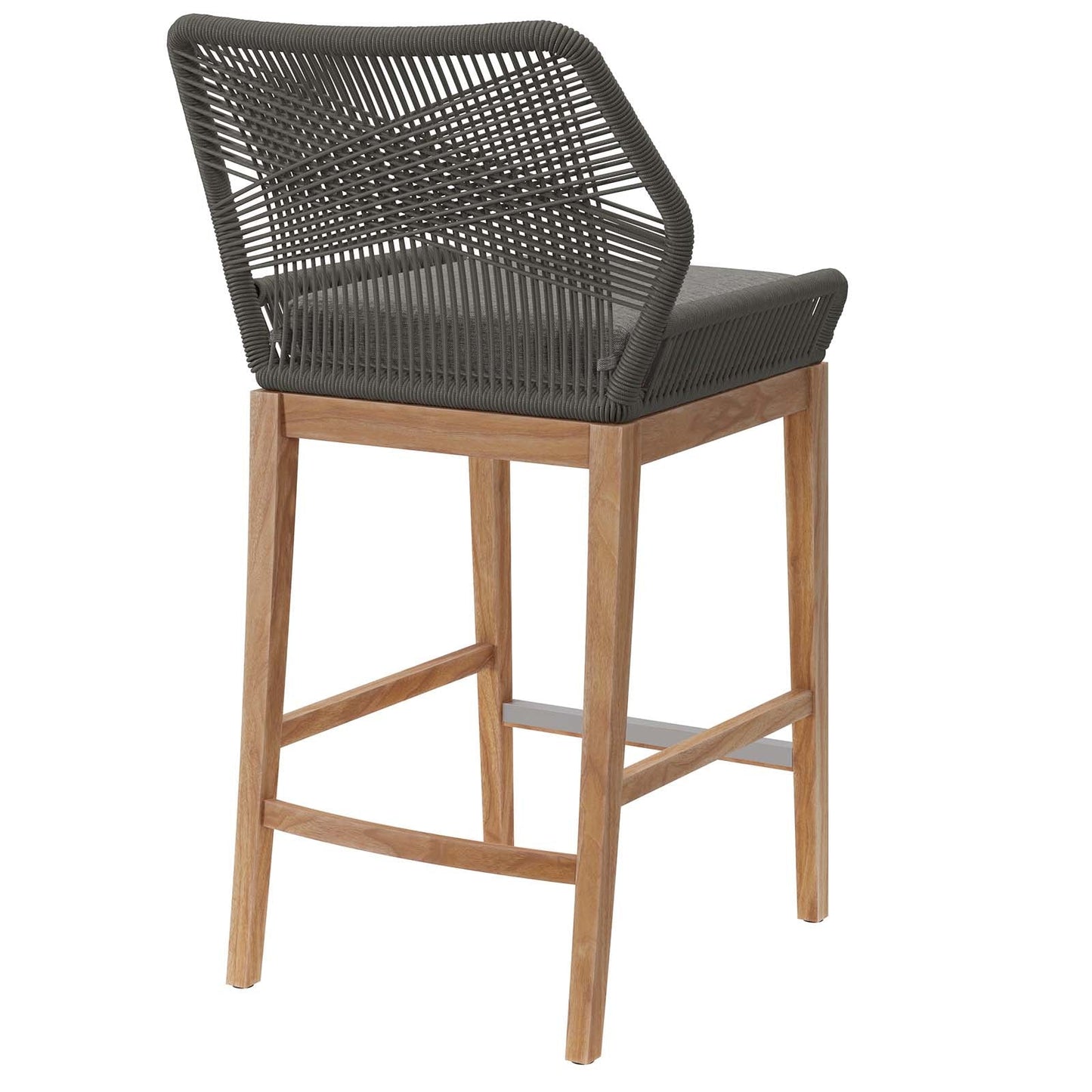 Wellspring Outdoor Patio Outdoor Patio Teak Wood Bar Stool Gray Graphite EEI-5746-GRY-GPH