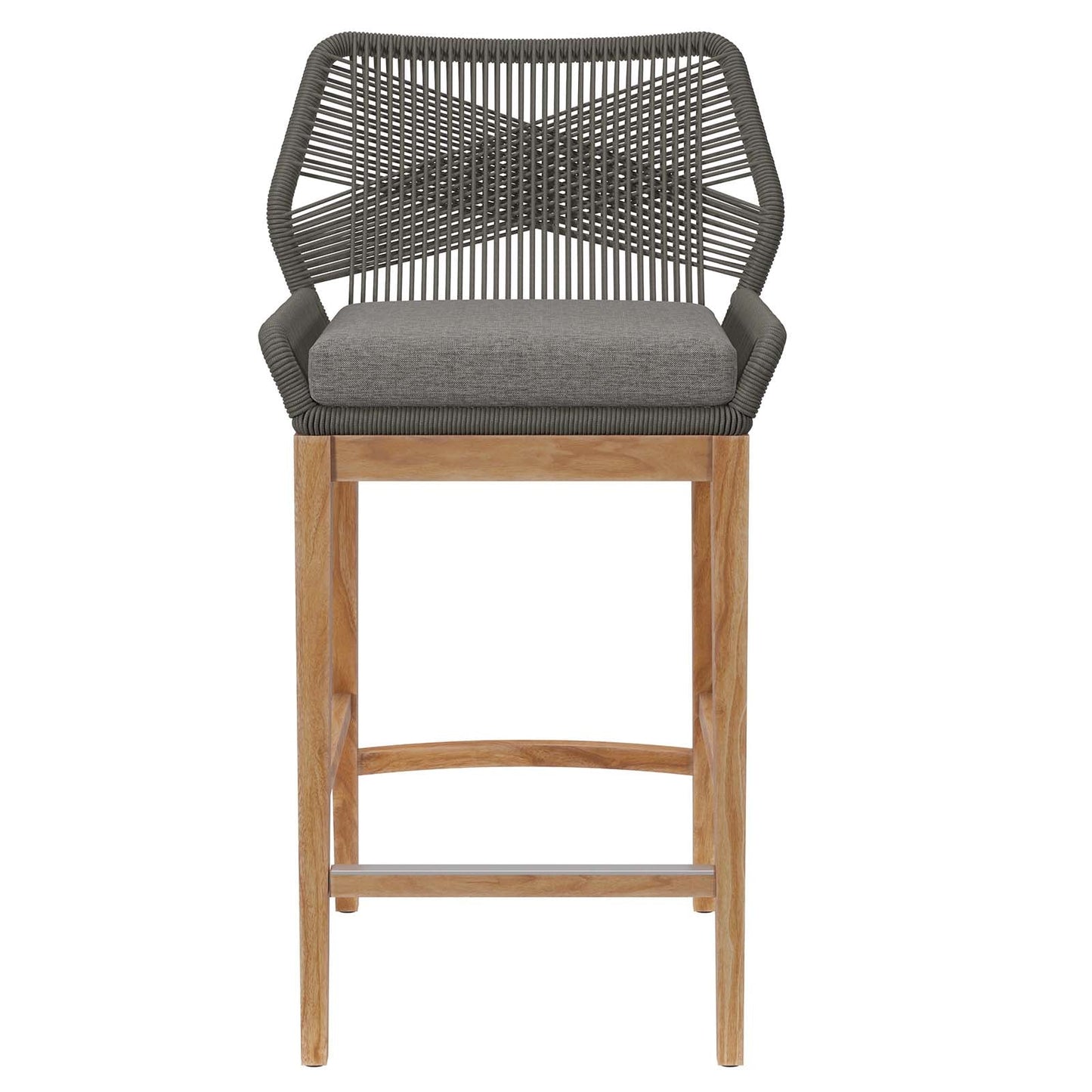 Wellspring Outdoor Patio Outdoor Patio Teak Wood Bar Stool Gray Graphite EEI-5746-GRY-GPH