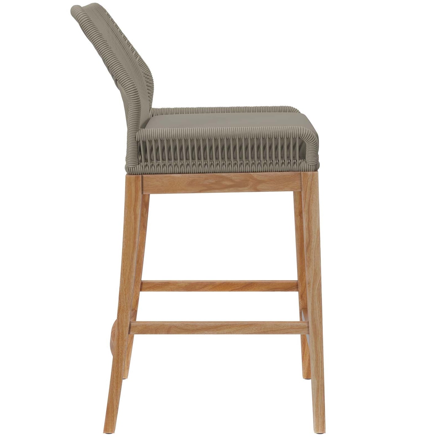 Wellspring Outdoor Patio Outdoor Patio Teak Wood Bar Stool Light Gray Greige EEI-5746-LGR-GRG