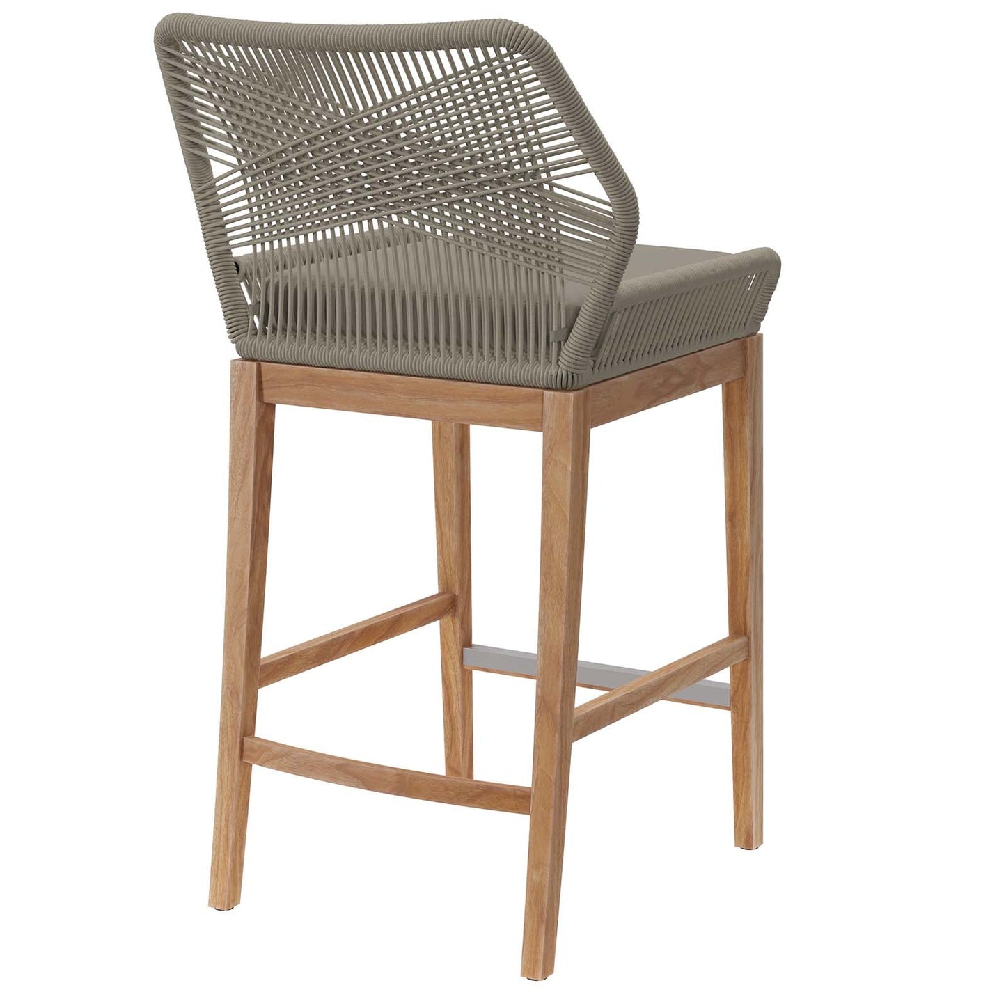 Wellspring Outdoor Patio Outdoor Patio Teak Wood Bar Stool Light Gray Greige EEI-5746-LGR-GRG