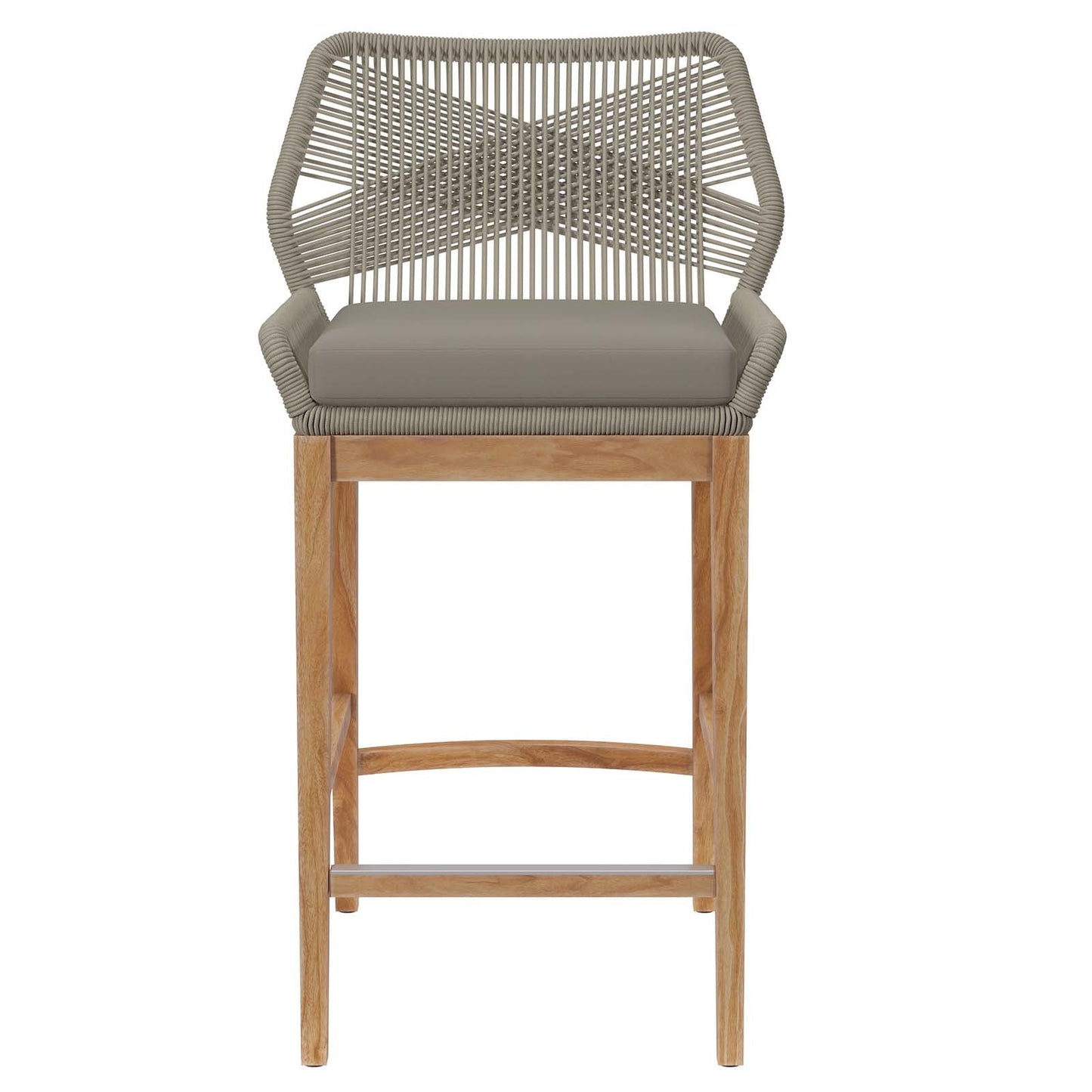 Wellspring Outdoor Patio Outdoor Patio Teak Wood Bar Stool Light Gray Greige EEI-5746-LGR-GRG