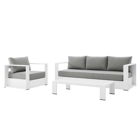 Tahoe Outdoor Patio Powder-Coated Aluminum 3-Piece Set White Gray EEI-5748-WHI-GRY