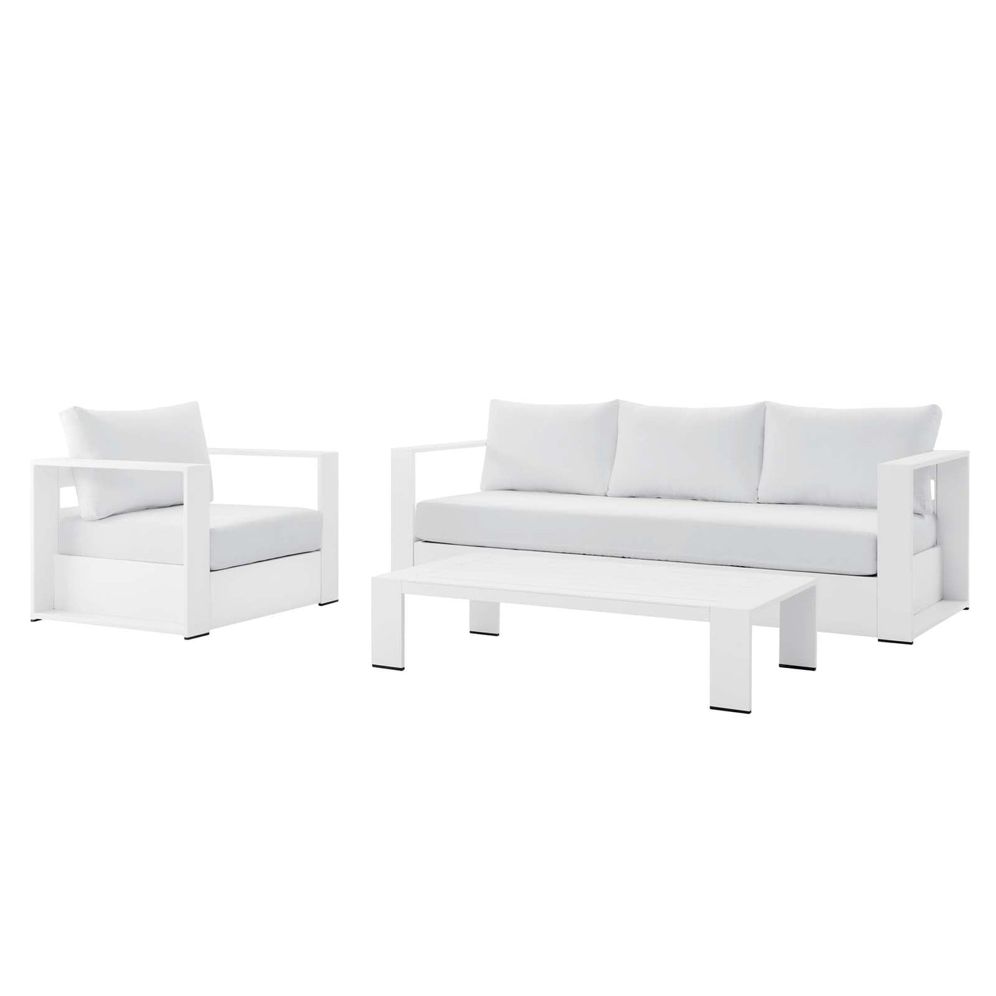 Tahoe Outdoor Patio Powder-Coated Aluminum 3-Piece Set White White EEI-5748-WHI-WHI