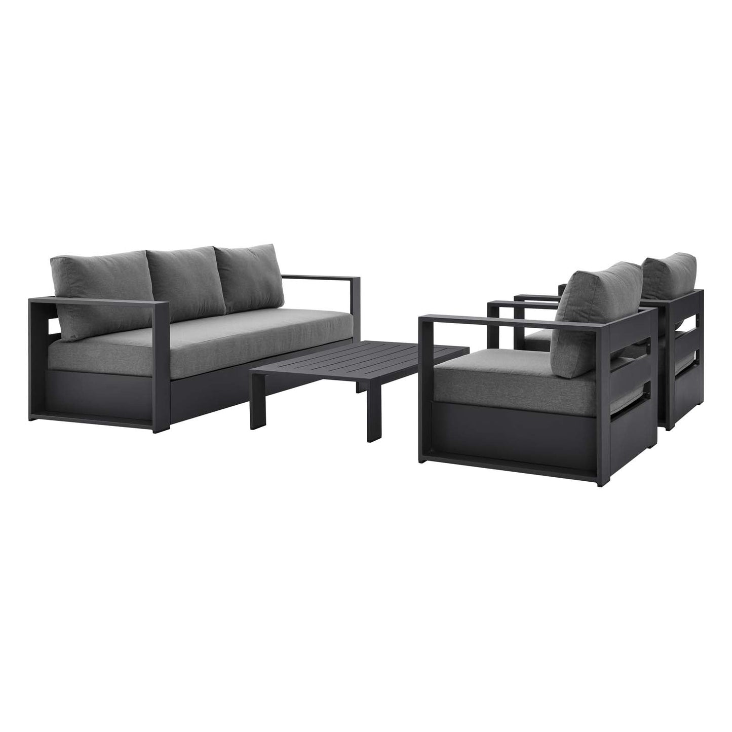 Tahoe Outdoor Patio Powder-Coated Aluminum 4-Piece Set Gray Charcoal EEI-5749-GRY-CHA