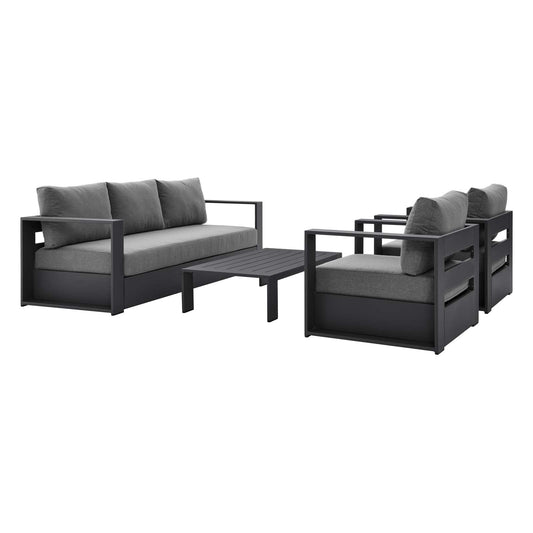 Tahoe Outdoor Patio Powder-Coated Aluminum 4-Piece Set Gray Charcoal EEI-5749-GRY-CHA