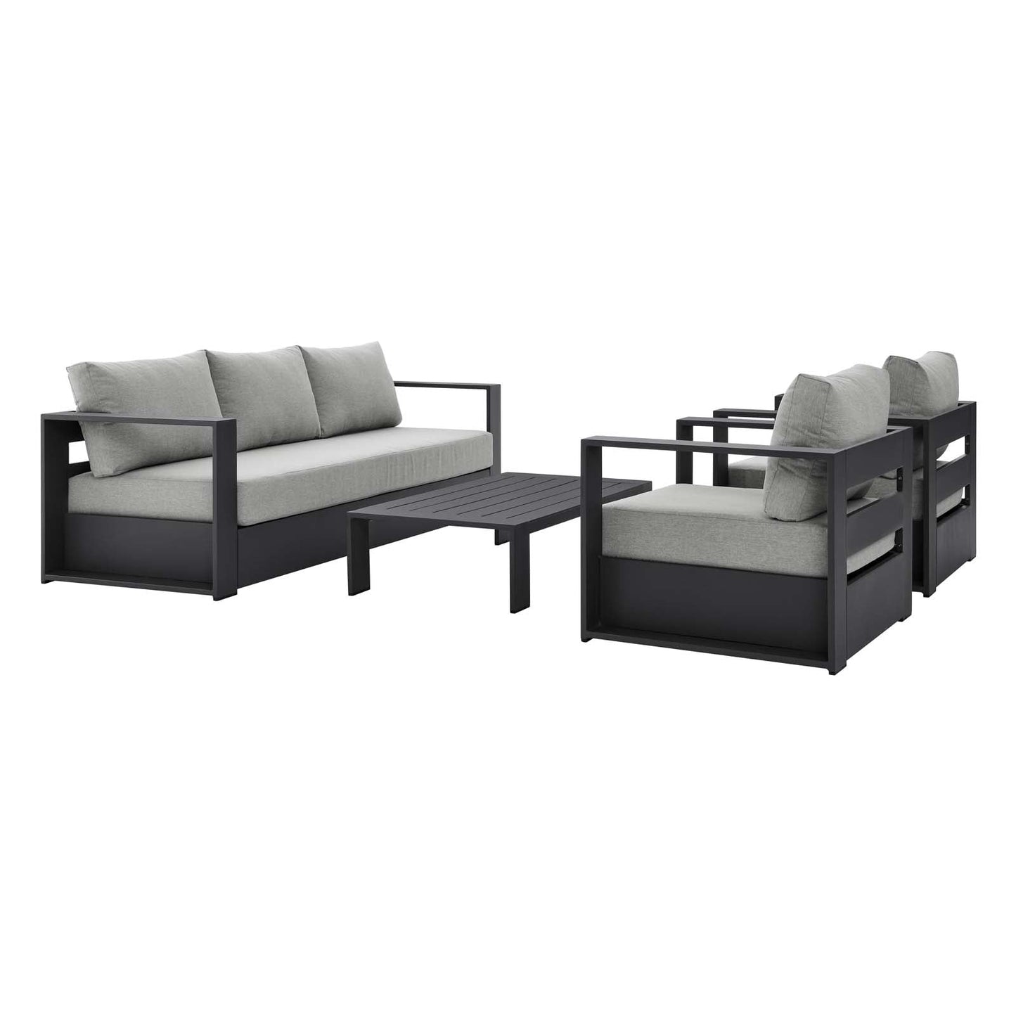 Tahoe Outdoor Patio Powder-Coated Aluminum 4-Piece Set Gray Gray EEI-5749-GRY-GRY