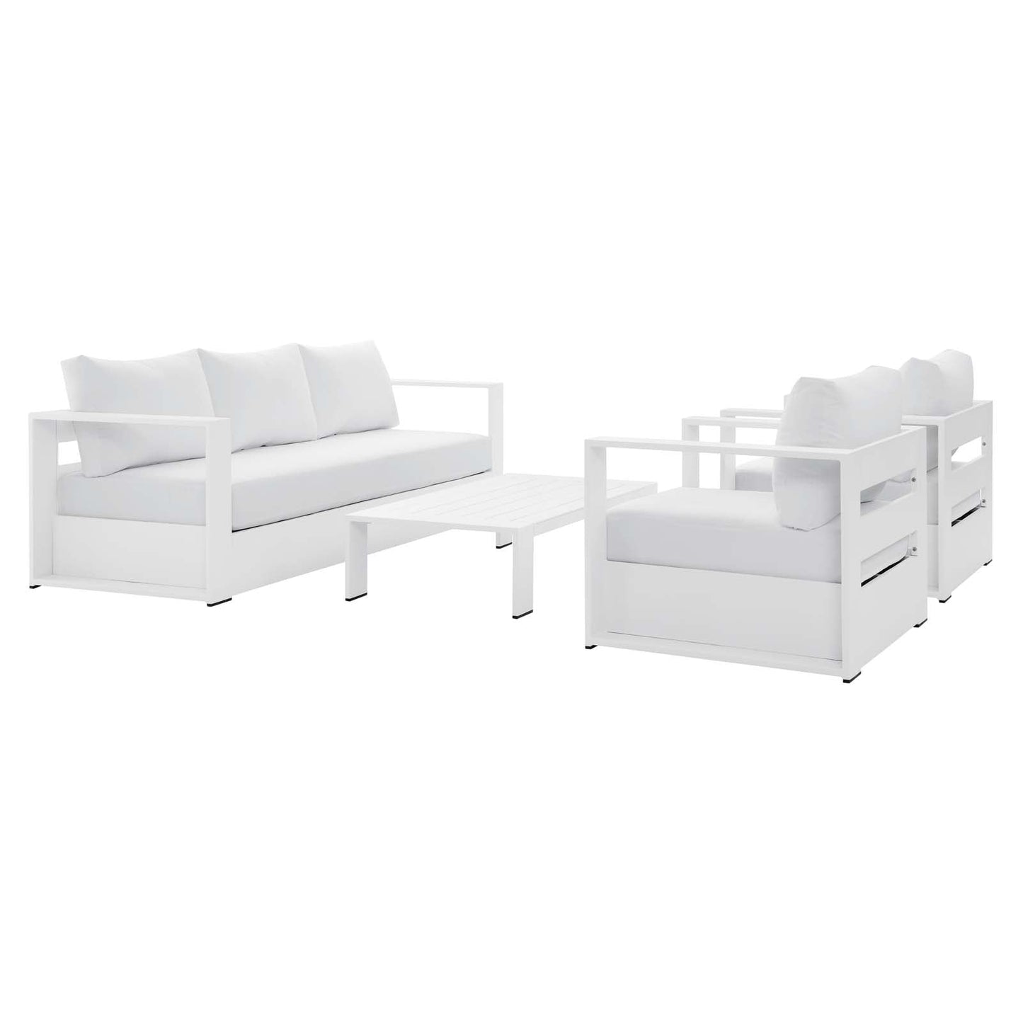 Tahoe Outdoor Patio Powder-Coated Aluminum 4-Piece Set White White EEI-5749-WHI-WHI