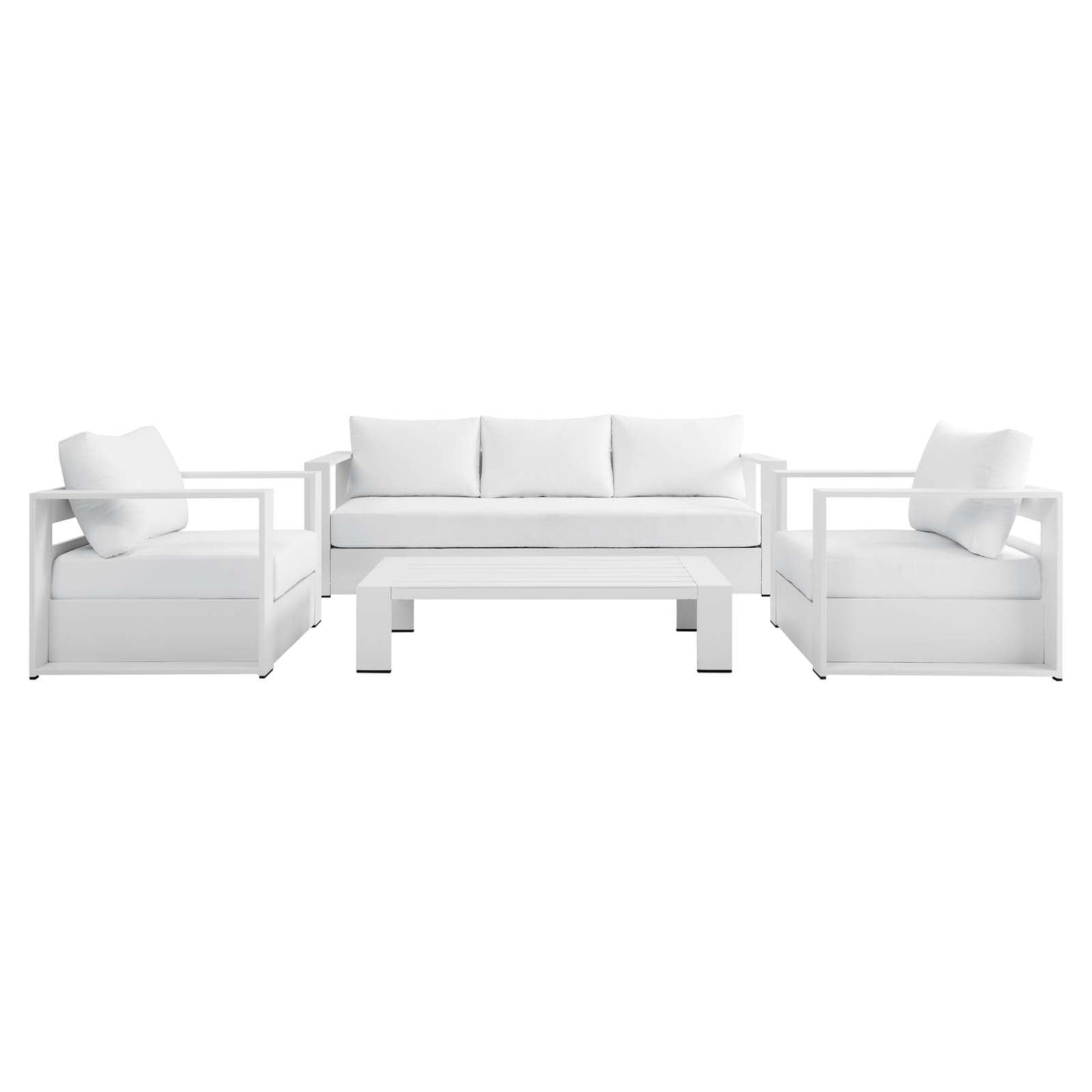 Tahoe Outdoor Patio Powder-Coated Aluminum 4-Piece Set White White EEI-5749-WHI-WHI