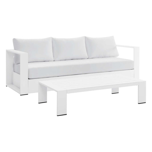 Tahoe Outdoor Patio Powder-Coated Aluminum 2-Piece Set White White EEI-5750-WHI-WHI