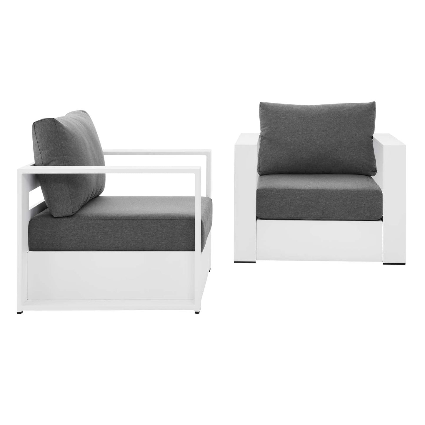 Tahoe Outdoor Patio Powder-Coated Aluminum 2-Piece Armchair Set White Charcoal EEI-5751-WHI-CHA