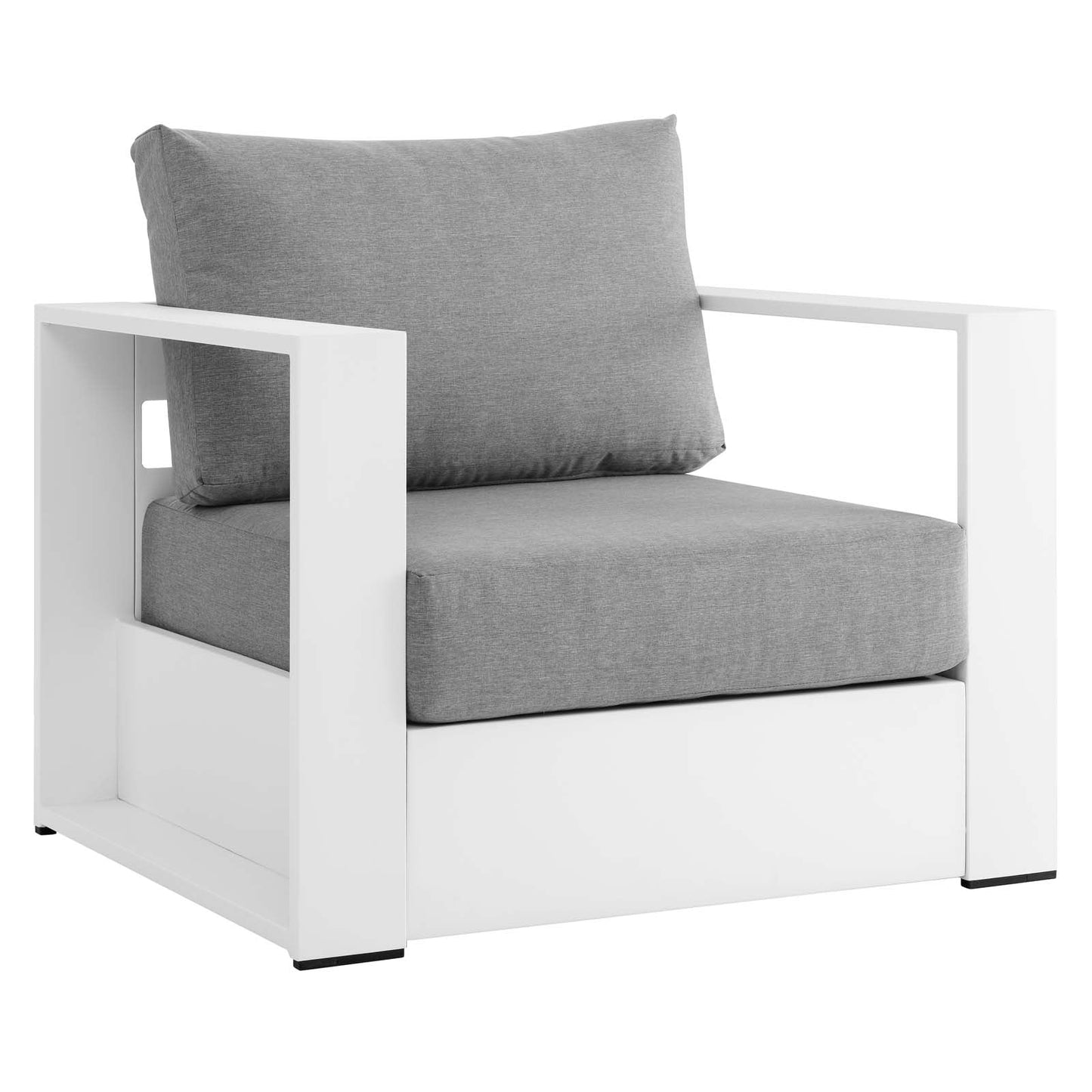 Tahoe Outdoor Patio Powder-Coated Aluminum 2-Piece Armchair Set White Gray EEI-5751-WHI-GRY