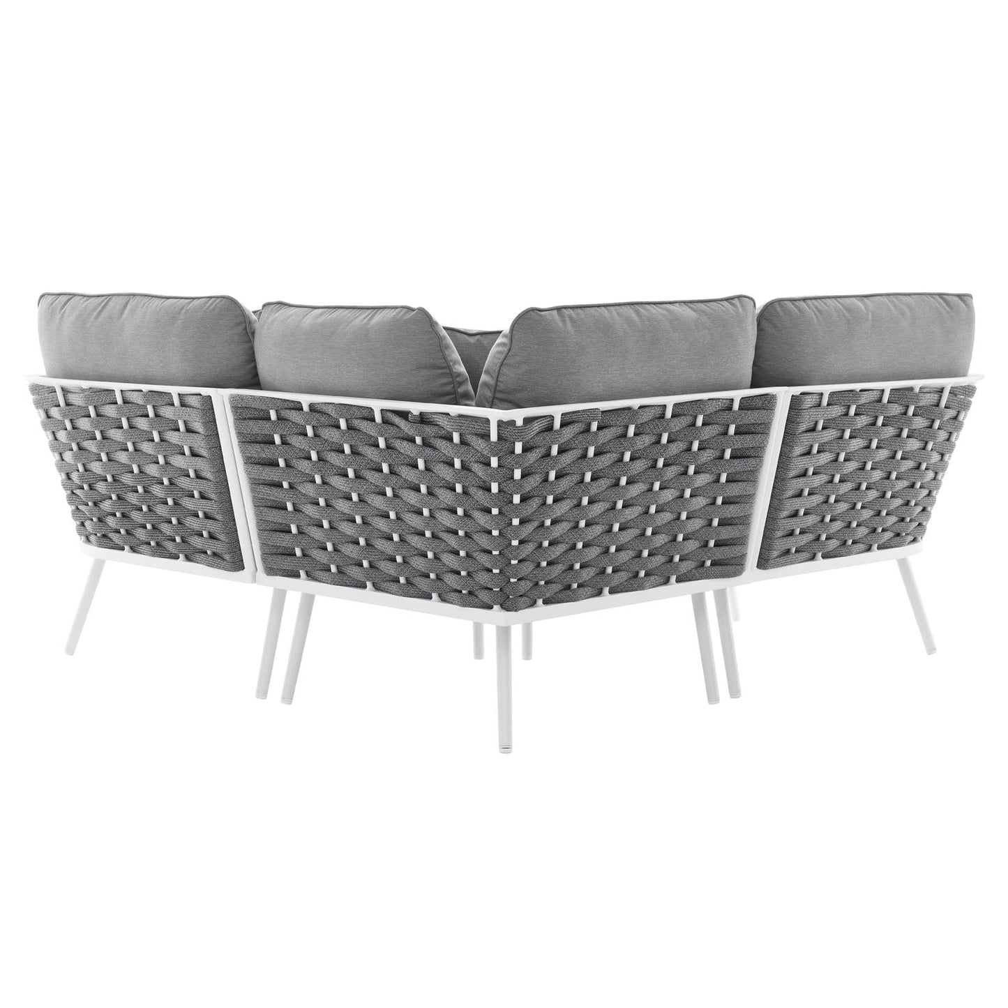 Stance Outdoor Patio Aluminum Small Sectional Sofa White Gray EEI-5752-WHI-GRY