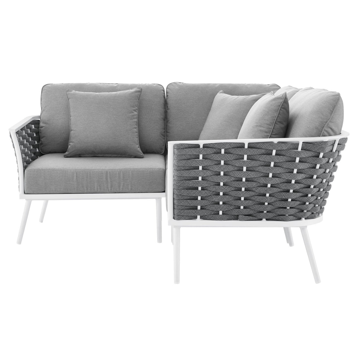 Stance Outdoor Patio Aluminum Small Sectional Sofa White Gray EEI-5752-WHI-GRY