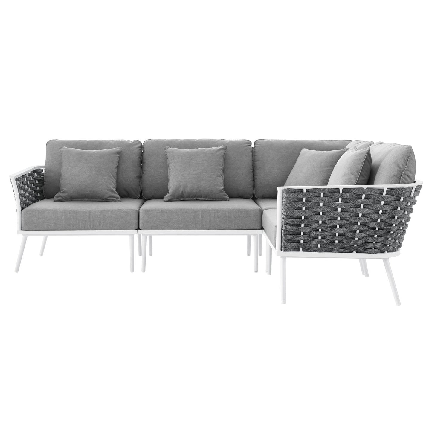 Stance Outdoor Patio Aluminum Large Sectional Sofa White Gray EEI-5753-WHI-GRY