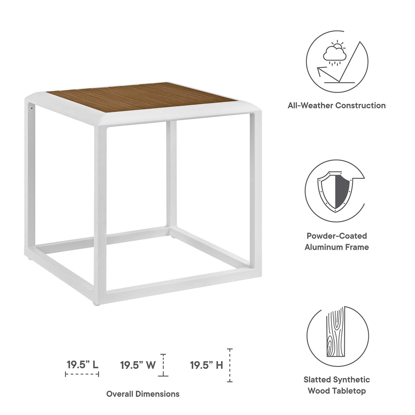 Stance 3 Piece Outdoor Patio Aluminum Set White Gray EEI-5754-WHI-GRY