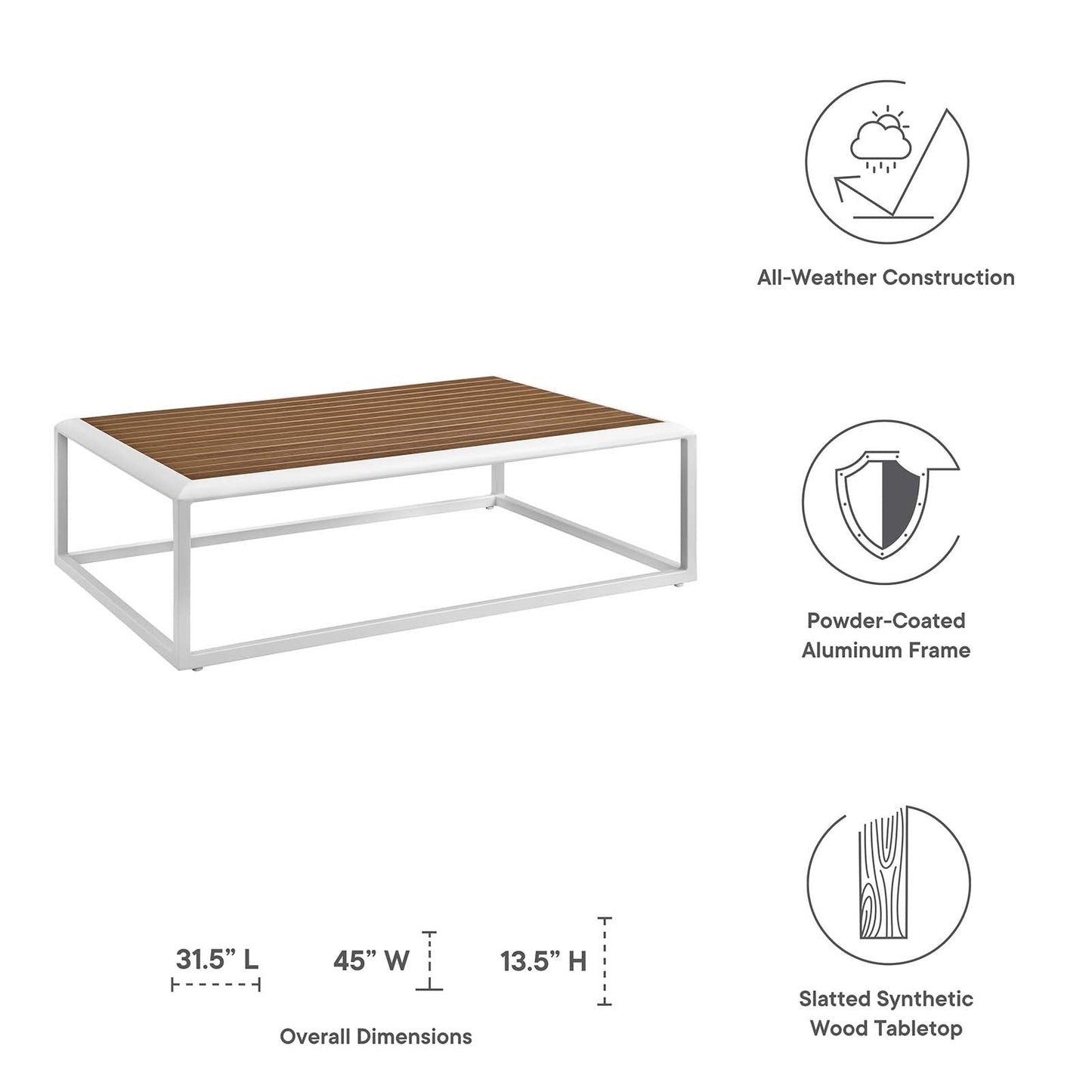 Stance 7 Piece Outdoor Patio Aluminum Sectional Sofa Set White Gray EEI-5756-WHI-GRY