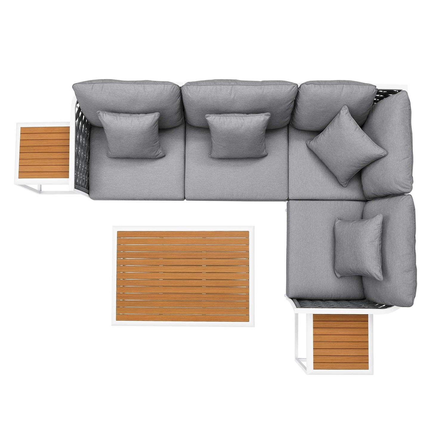 Stance 7 Piece Outdoor Patio Aluminum Sectional Sofa Set White Gray EEI-5756-WHI-GRY