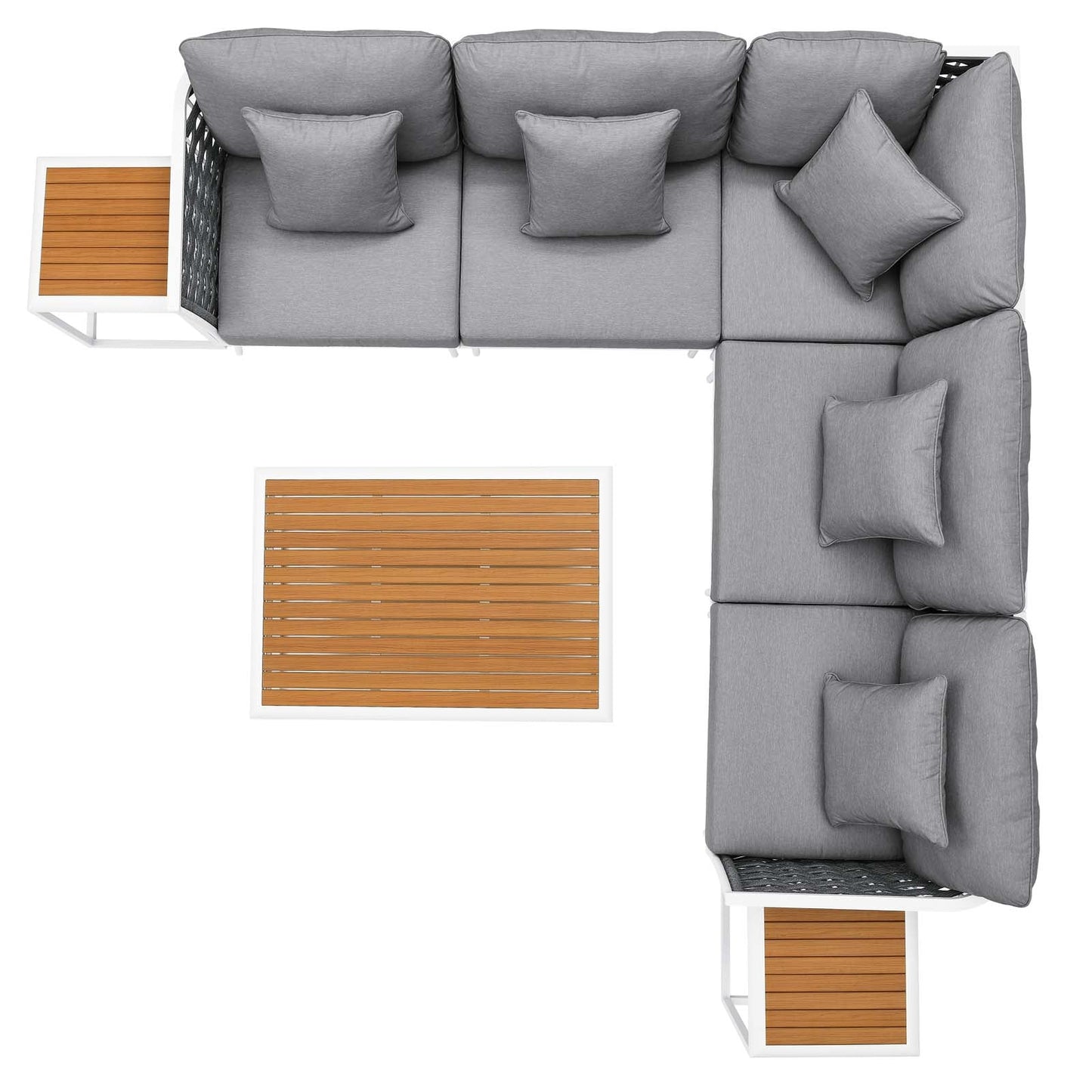 Stance 8 Piece Outdoor Patio Aluminum Sectional Sofa Set White Gray EEI-5757-WHI-GRY