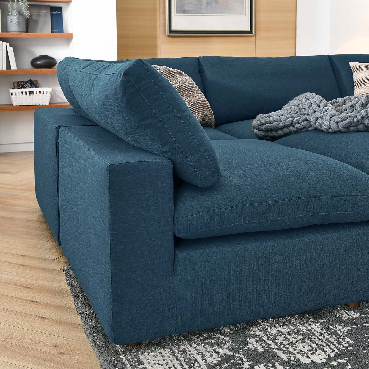 Commix Down Filled Overstuffed 6-Piece Sectional Sofa Azure EEI-5761-AZU