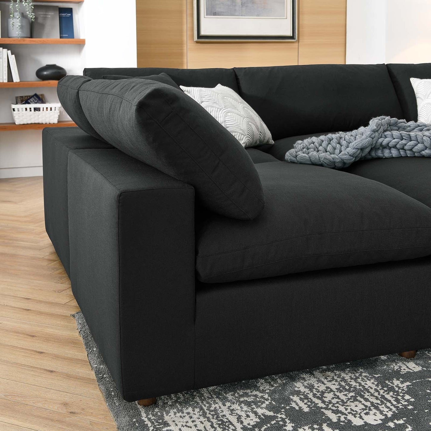 Commix Down Filled Overstuffed 6-Piece Sectional Sofa Black EEI-5761-BLK