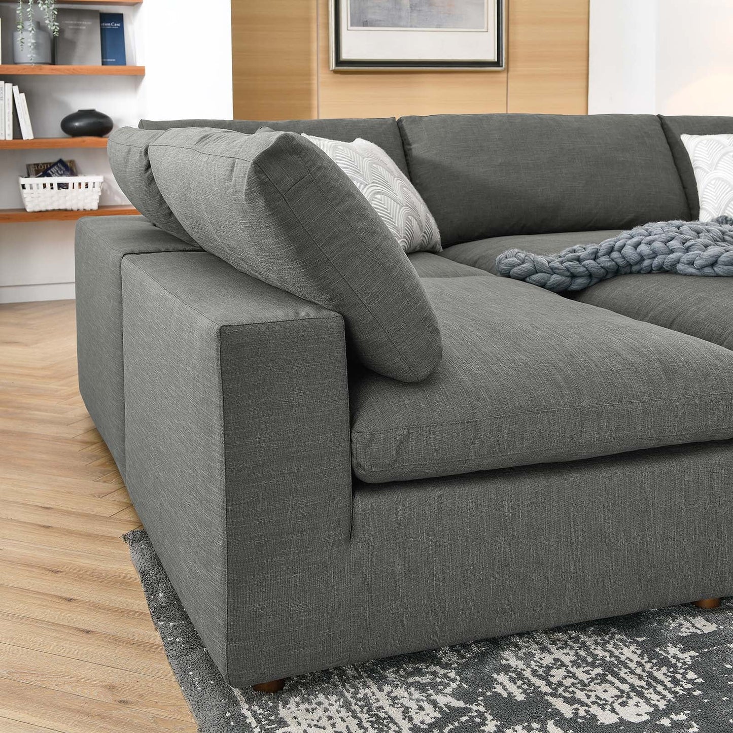 Commix Down Filled Overstuffed 6-Piece Sectional Sofa Gray EEI-5761-GRY