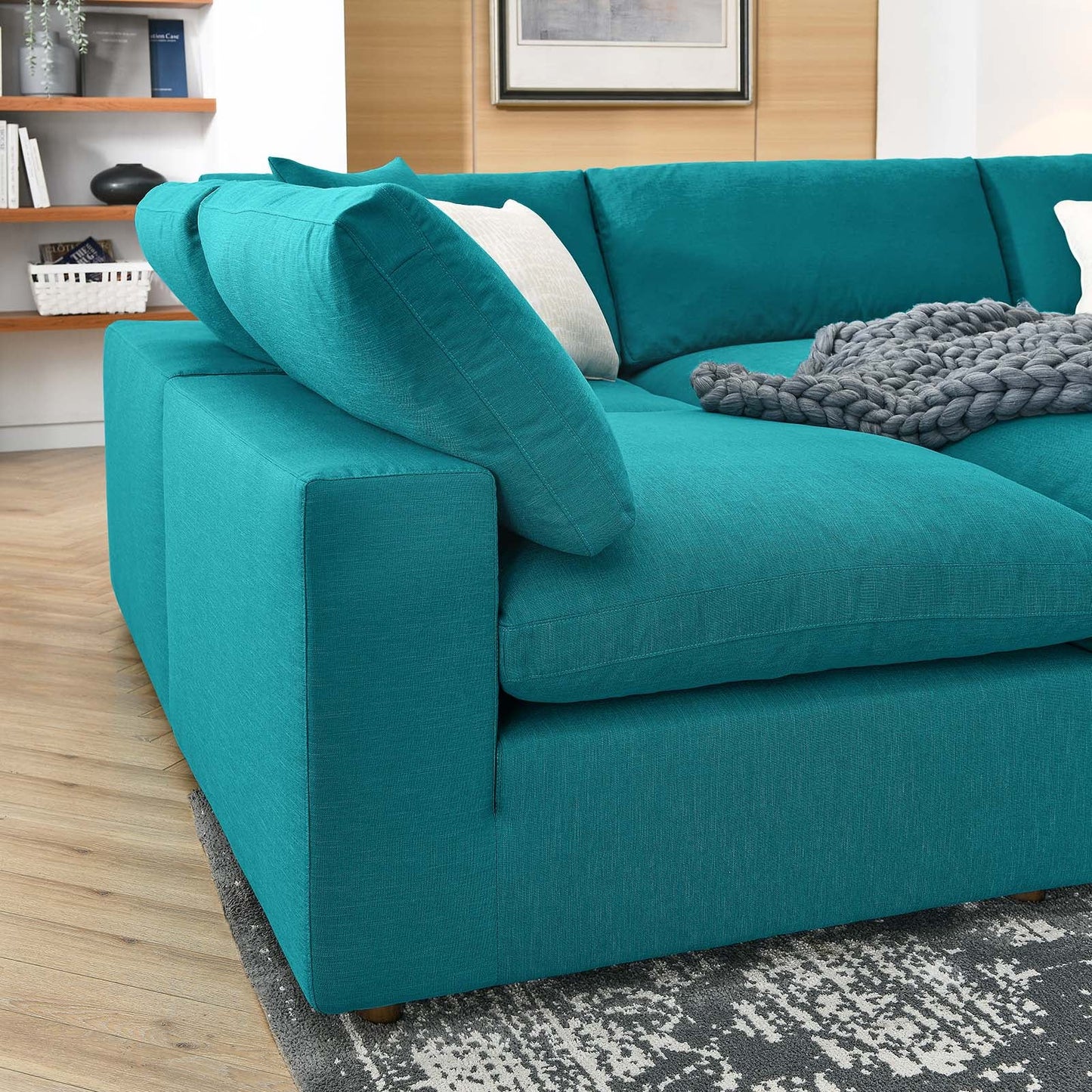 Commix Down Filled Overstuffed 6-Piece Sectional Sofa Teal EEI-5761-TEA