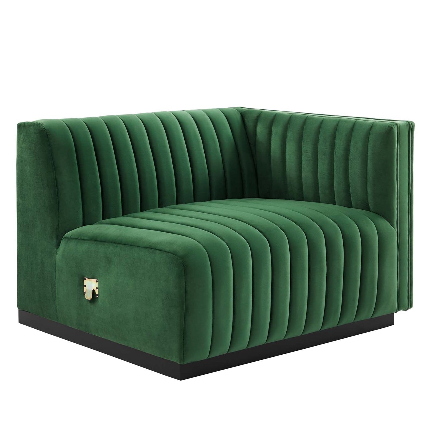 Conjure Channel Tufted Performance Velvet Loveseat Black Emerald EEI-5764-BLK-EME