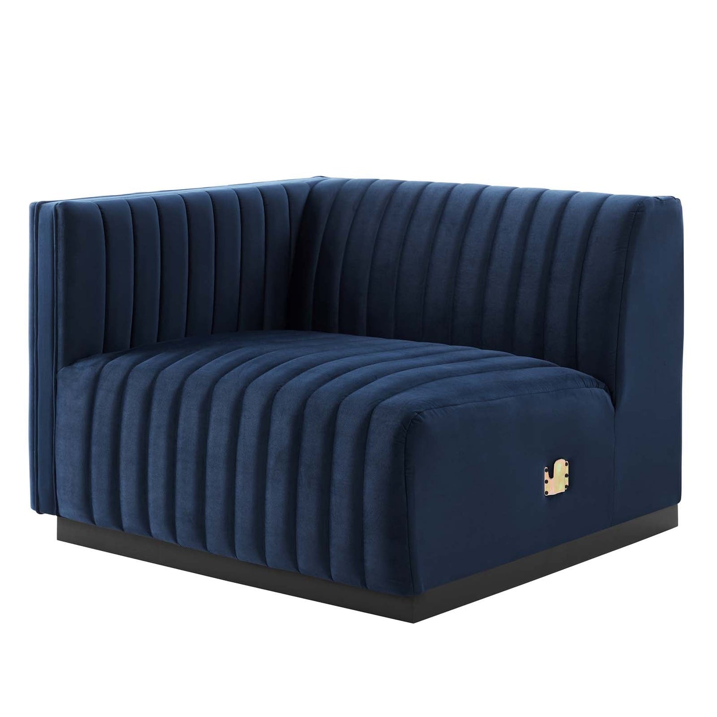 Conjure Channel Tufted Performance Velvet Loveseat Black Midnight Blue EEI-5764-BLK-MID