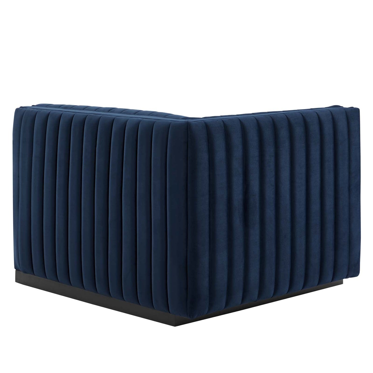 Conjure Channel Tufted Performance Velvet Loveseat Black Midnight Blue EEI-5764-BLK-MID