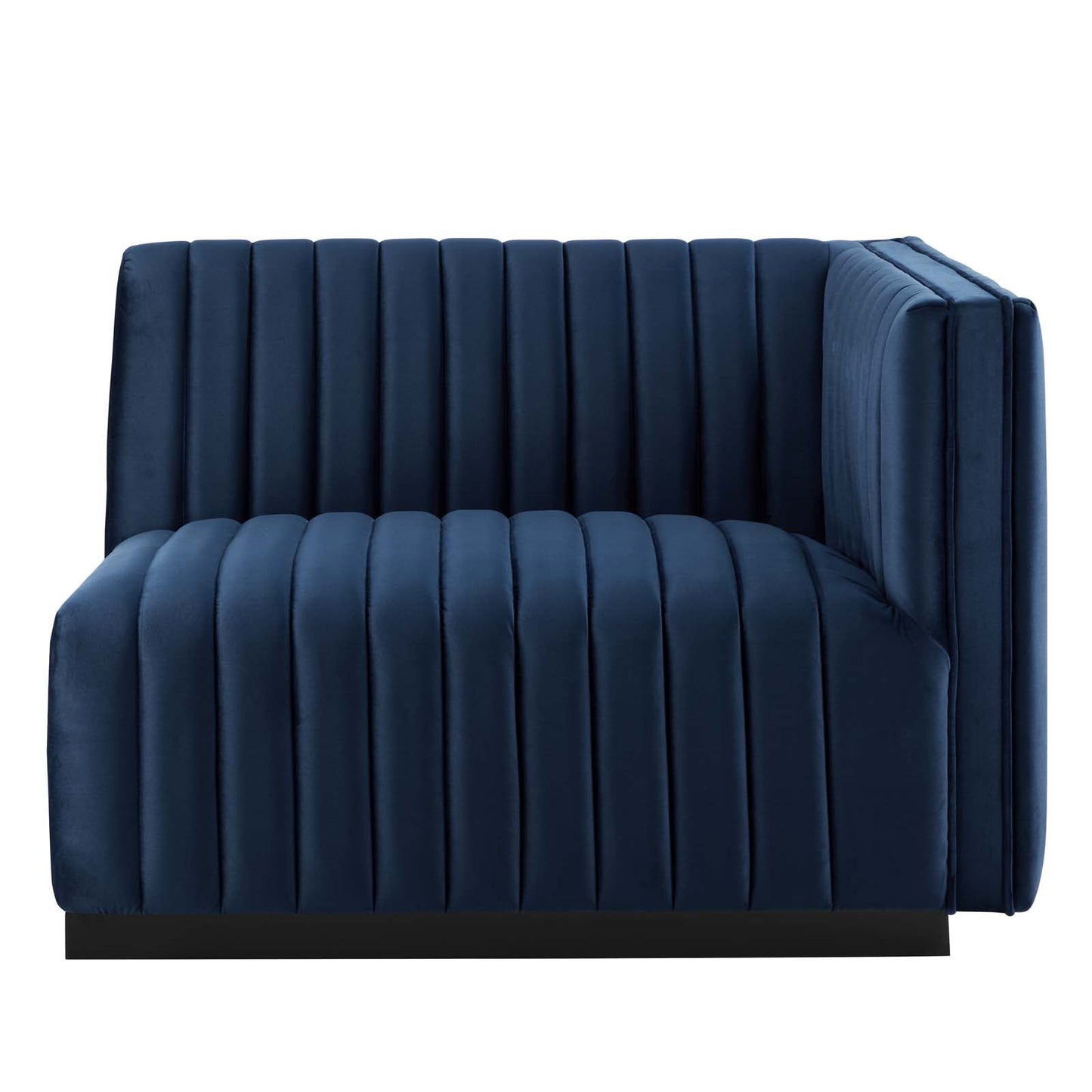 Conjure Channel Tufted Performance Velvet Loveseat Black Midnight Blue EEI-5764-BLK-MID