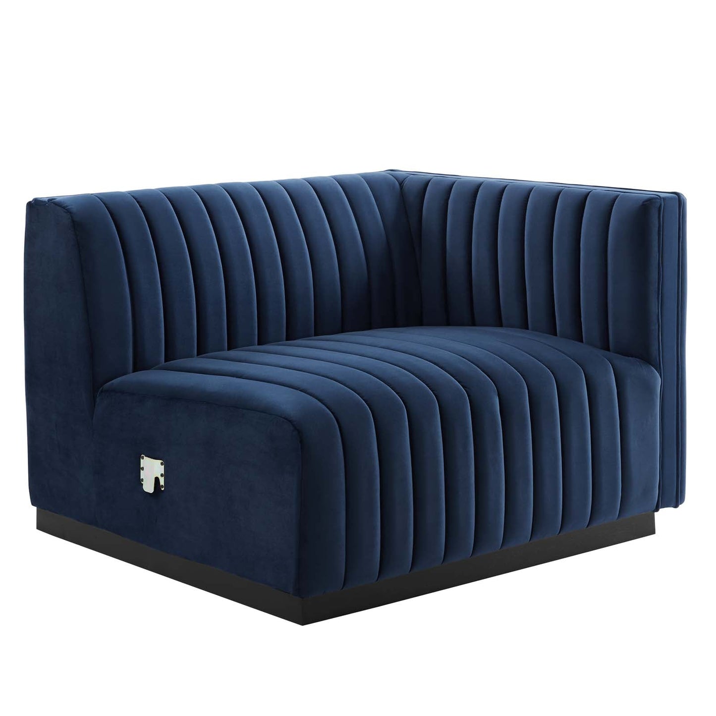 Conjure Channel Tufted Performance Velvet Loveseat Black Midnight Blue EEI-5764-BLK-MID