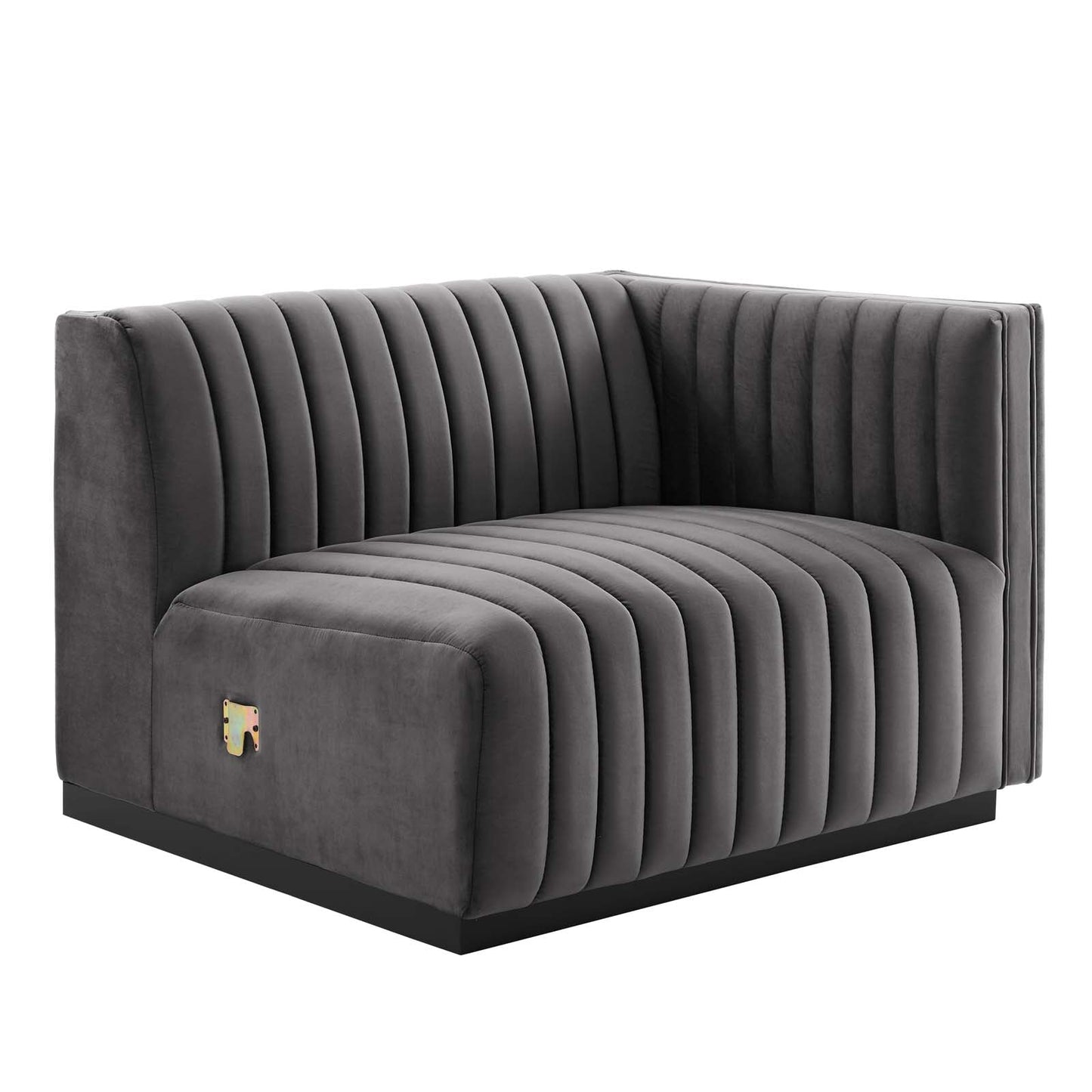 Conjure Channel Tufted Performance Velvet Sofa Black Gray EEI-5765-BLK-GRY