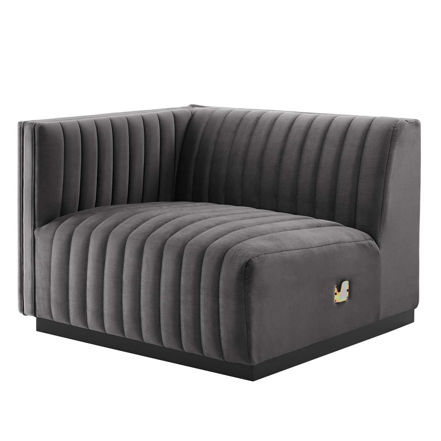 Conjure Channel Tufted Performance Velvet Sofa Black Gray EEI-5765-BLK-GRY