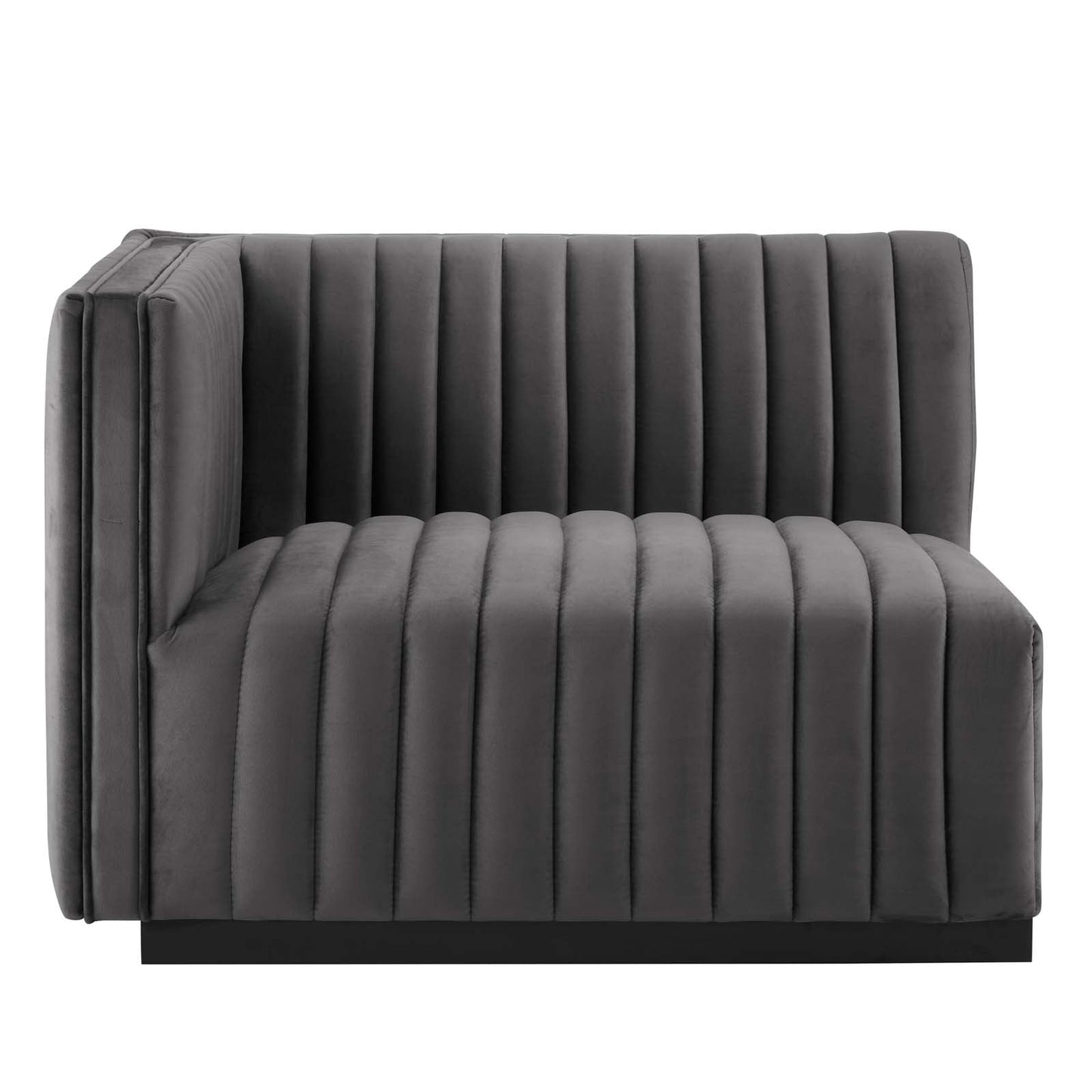 Conjure Channel Tufted Performance Velvet 4-Piece Sectional Black Gray EEI-5766-BLK-GRY