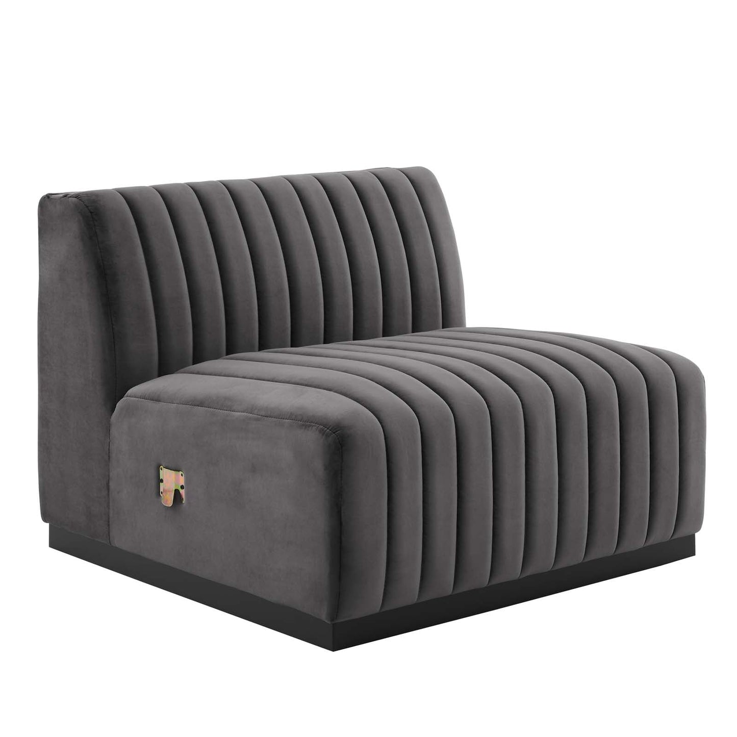 Conjure Channel Tufted Performance Velvet 4-Piece Sectional Black Gray EEI-5766-BLK-GRY