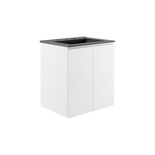 Bryn 24" Wall-Mount Bathroom Vanity White Black EEI-5777-WHI-BLK