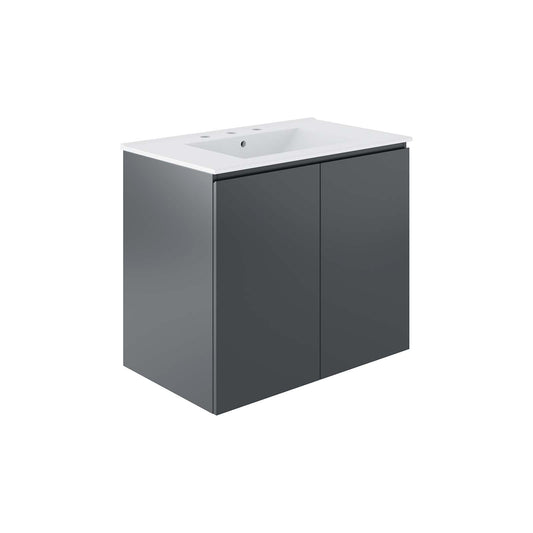 Bryn 30" Wall-Mount Bathroom Vanity Gray White EEI-5778-GRY-WHI