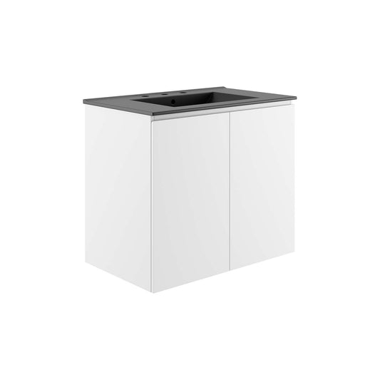 Bryn 30" Wall-Mount Bathroom Vanity White Black EEI-5778-WHI-BLK