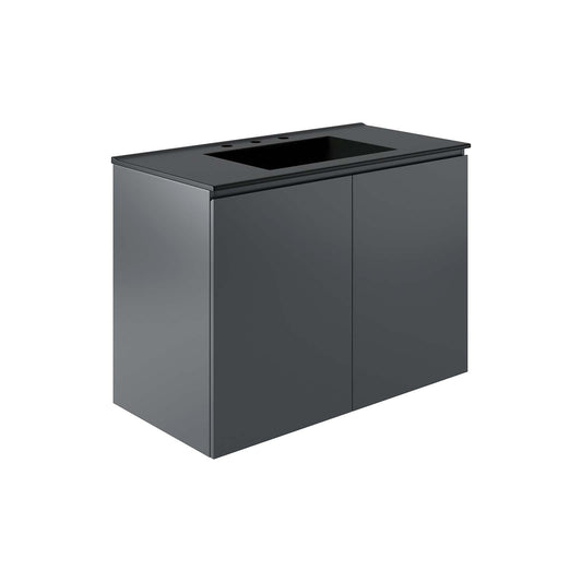 Bryn 36" Wall-Mount Bathroom Vanity Gray Black EEI-5779-GRY-BLK