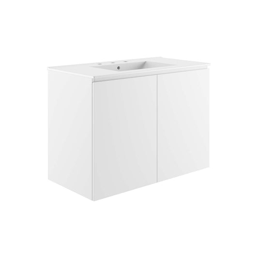 Bryn 36" Wall-Mount Bathroom Vanity White White EEI-5779-WHI-WHI