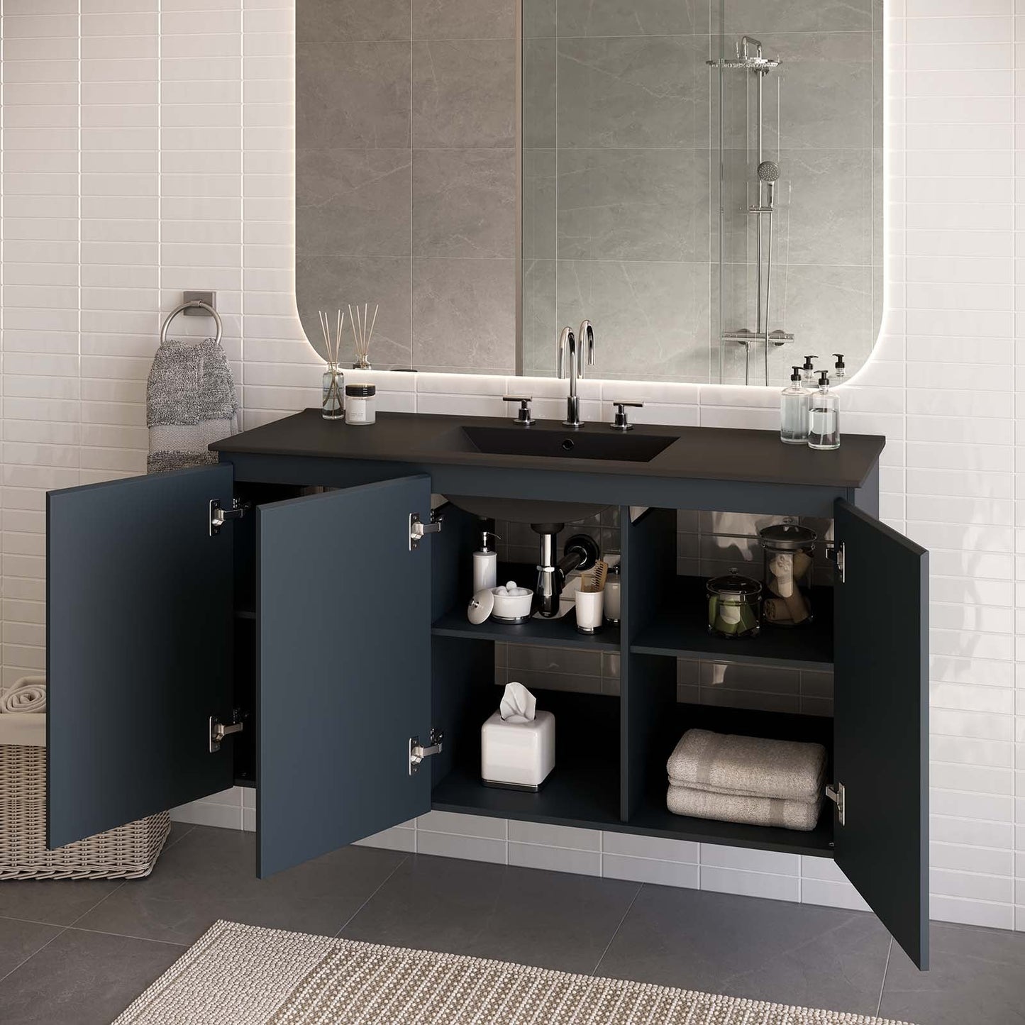 Bryn 48" Wall-Mount Bathroom Vanity Gray Black EEI-5780-GRY-BLK