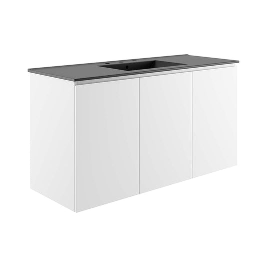 Bryn 48" Wall-Mount Bathroom Vanity White Black EEI-5780-WHI-BLK