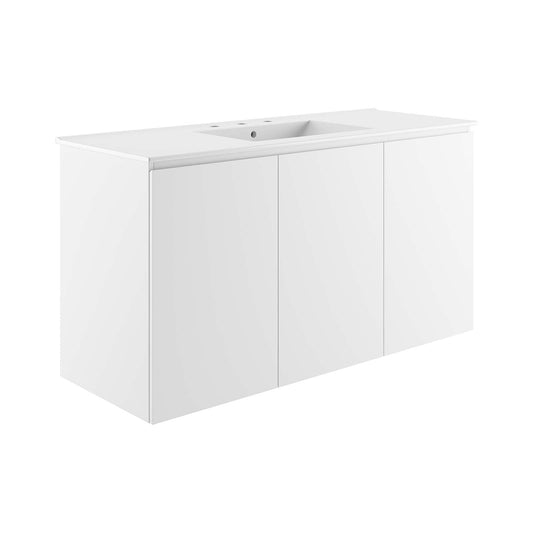 Bryn 48" Wall-Mount Bathroom Vanity White White EEI-5780-WHI-WHI