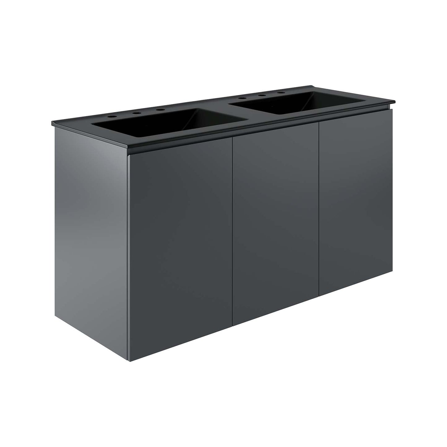 Bryn 48" Wall-Mount Double Sink Bathroom Vanity Gray Black EEI-5781-GRY-BLK