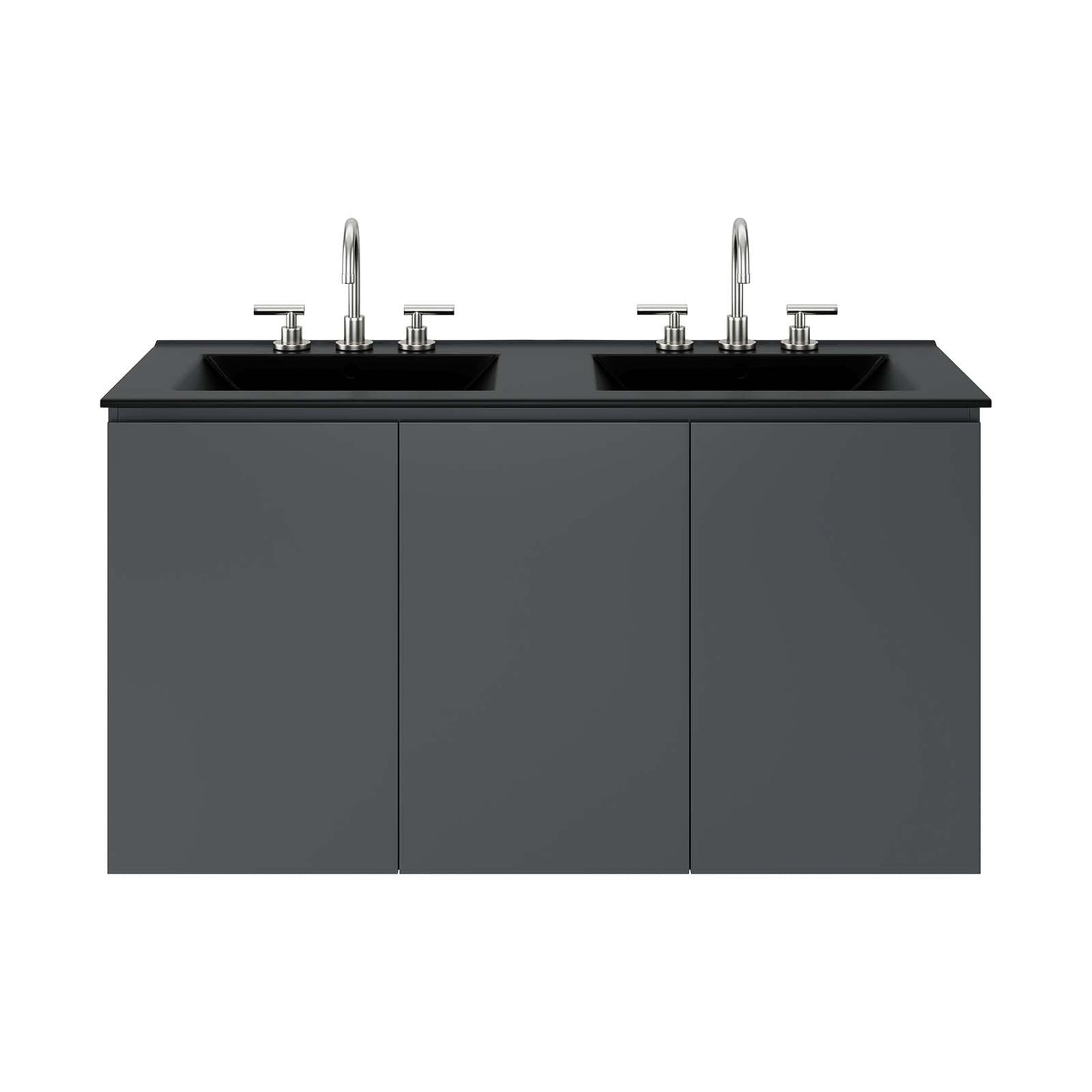 Bryn 48" Wall-Mount Double Sink Bathroom Vanity Gray Black EEI-5781-GRY-BLK