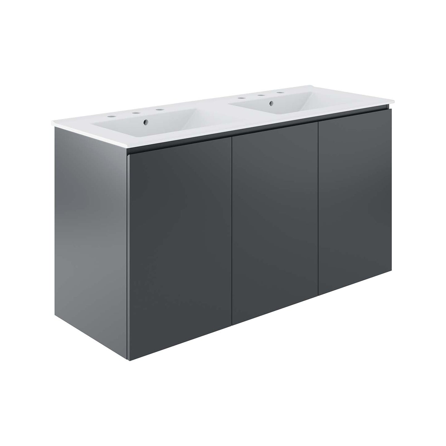 Bryn 48" Wall-Mount Double Sink Bathroom Vanity Gray White EEI-5781-GRY-WHI