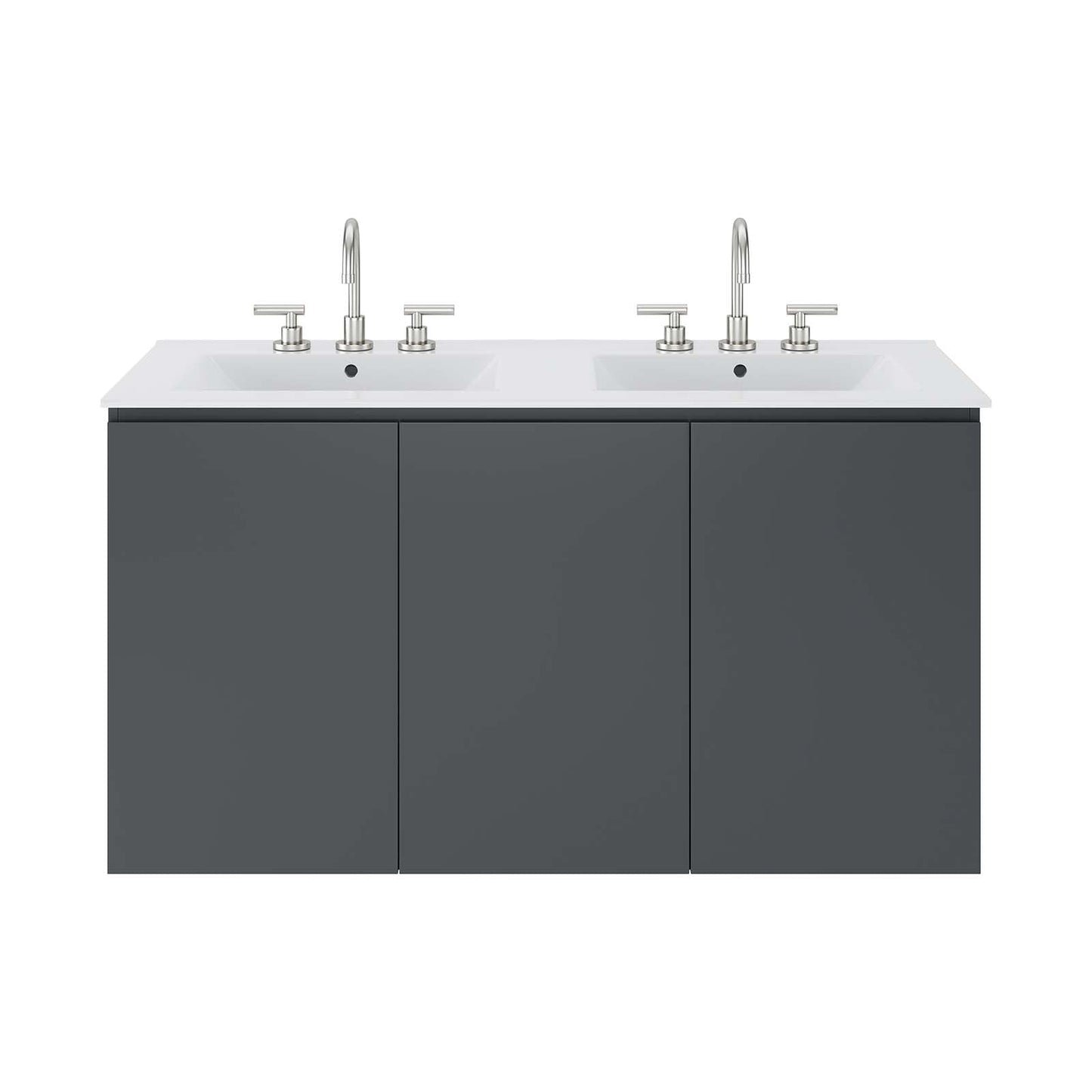 Bryn 48" Wall-Mount Double Sink Bathroom Vanity Gray White EEI-5781-GRY-WHI