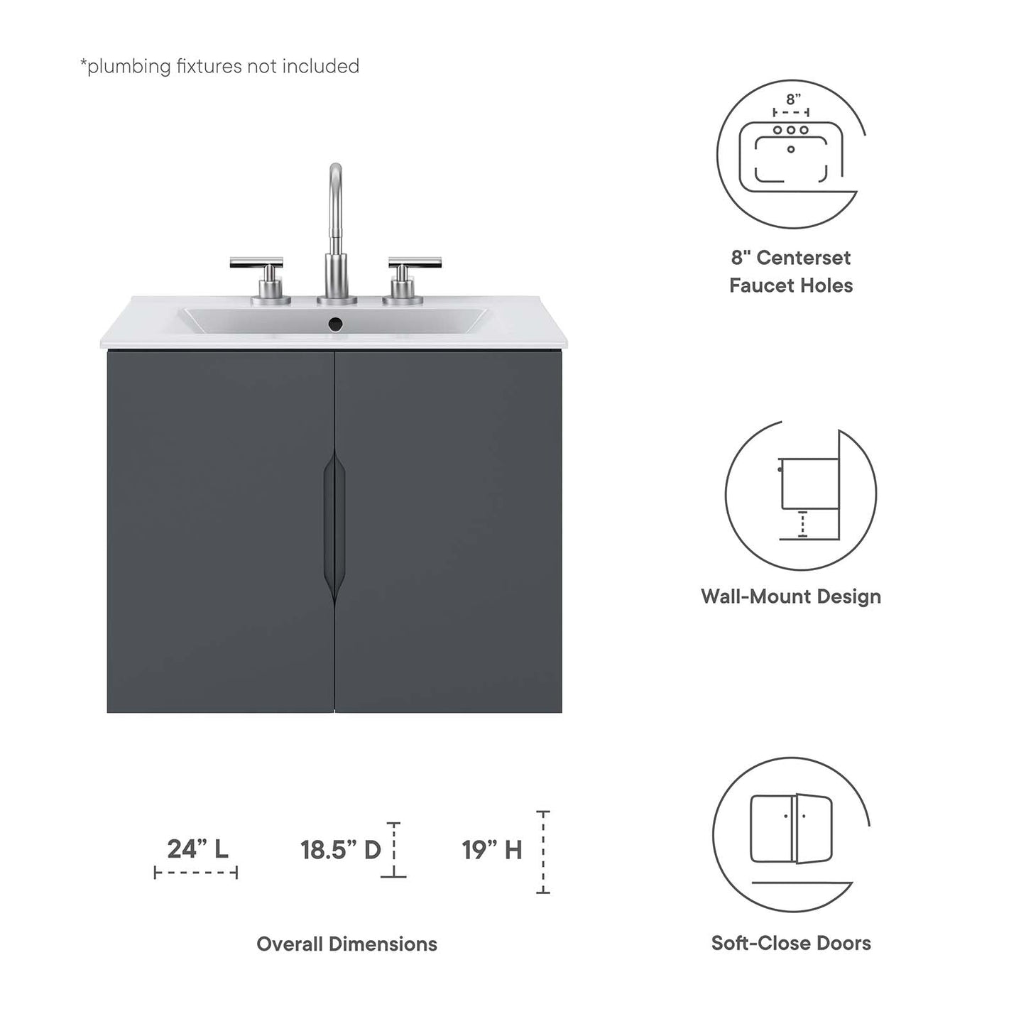 Vitality 24" Bathroom Vanity Gray White EEI-5782-GRY-WHI