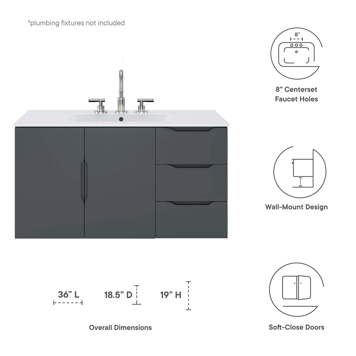 Vitality 36" Bathroom Vanity Gray White EEI-5783-GRY-WHI